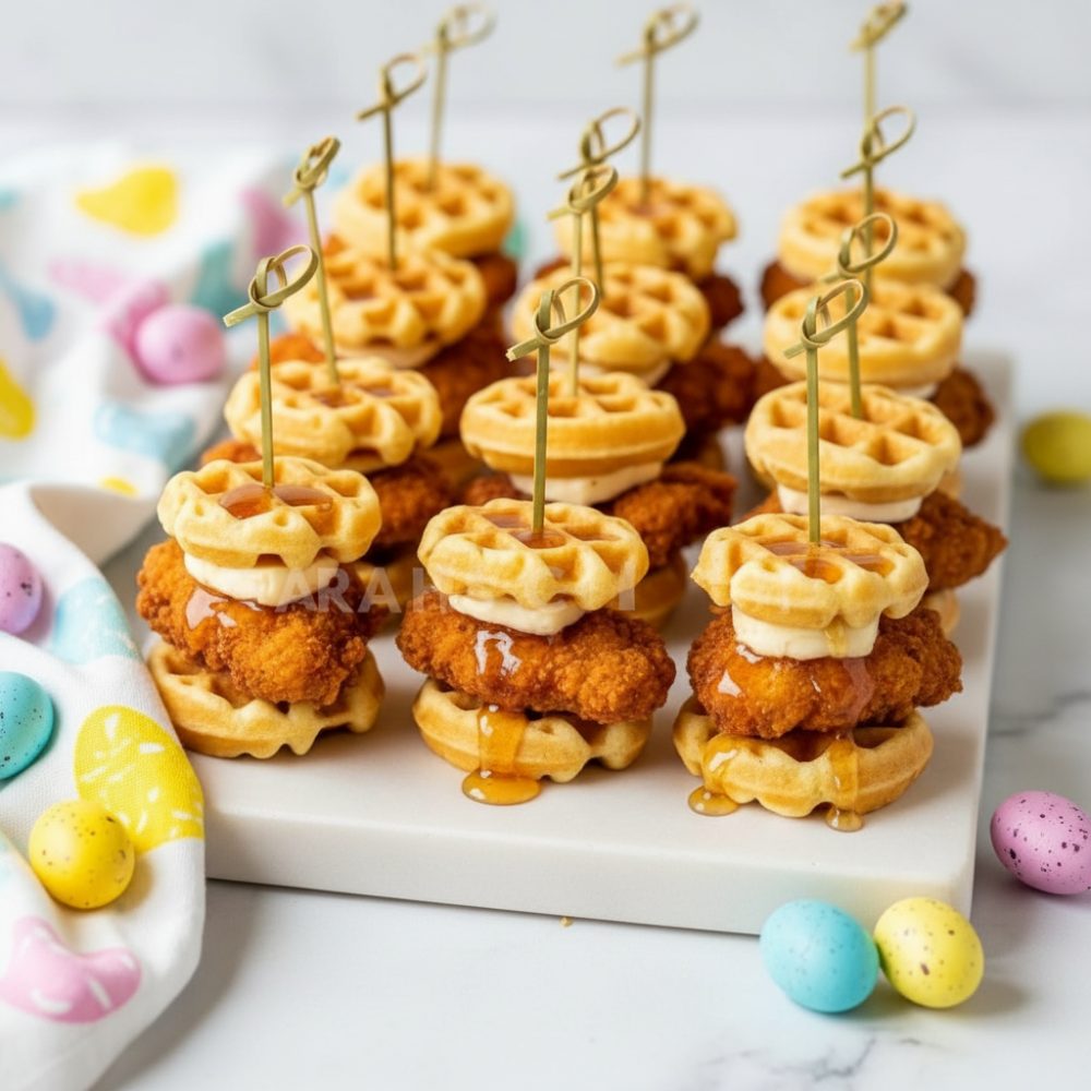 Easy Easter Finger Foods: Mini Chicken & Waffle Bites 1 Easy Easter Finger Foods: Mini Chicken & Waffle Bites
