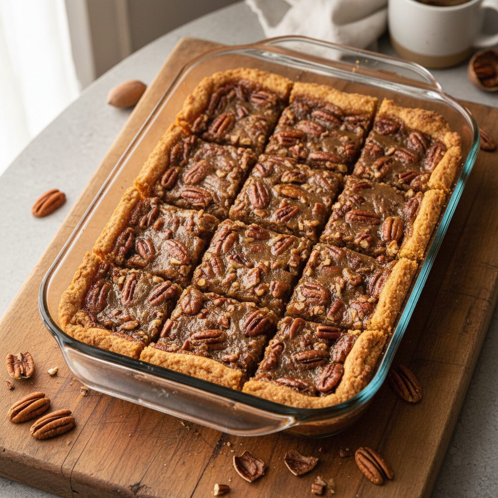 easy pecan pie bars featured