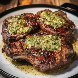 Perfect Grilled Ribeye with Garlic Butter 4 grilled ribeyes with herbed garlic butter featured 1777332249515