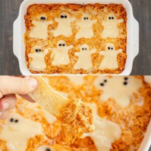 Halloween Buffalo Chicken Dip (Spooky Ghost Recipe) 4 Halloween Buffalo Chicken Dip (Spooky Ghost Recipe)