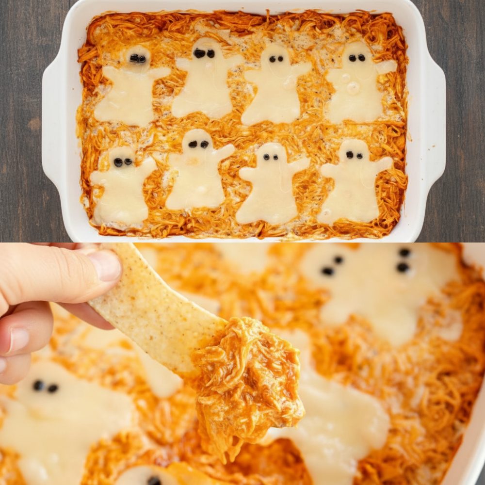 Halloween Buffalo Chicken Dip (Spooky Ghost Recipe) 1 Halloween Buffalo Chicken Dip (Spooky Ghost Recipe)