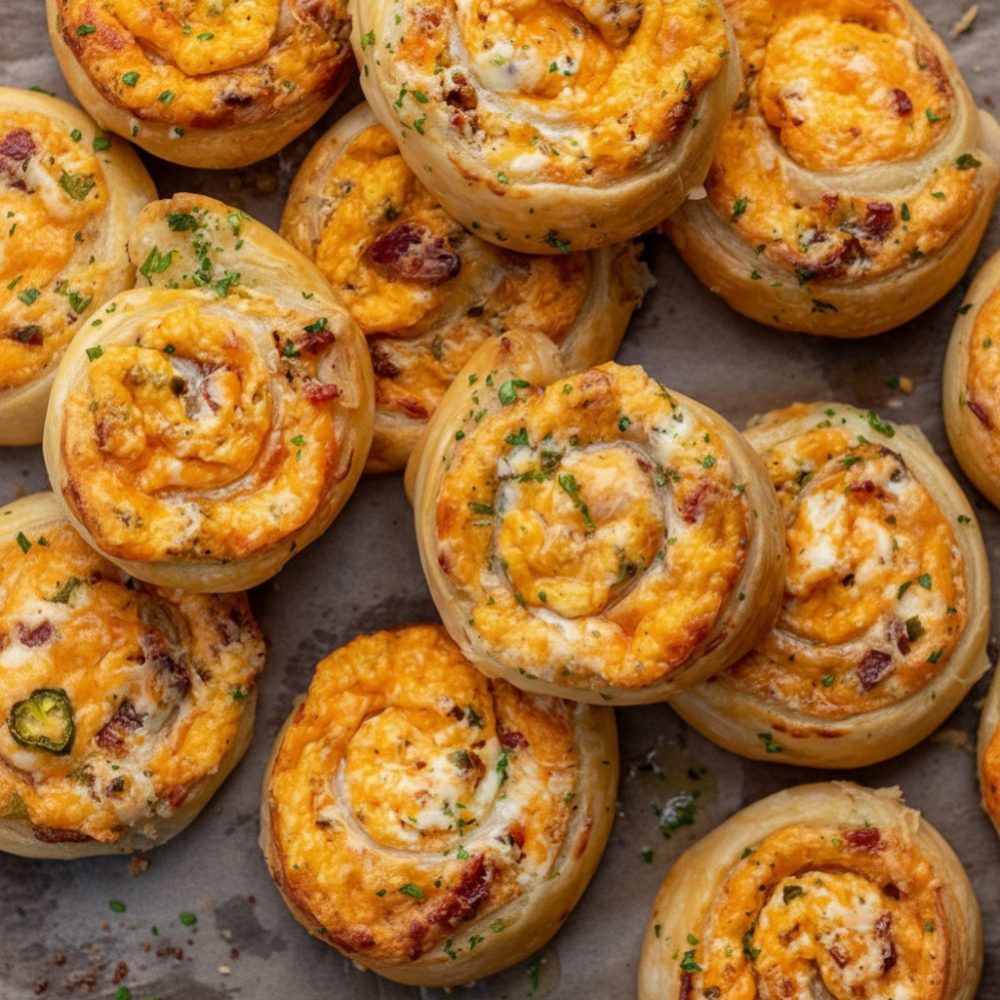 Spicy Beef Bacon & Cheese Stuffed Pastry Spirals 1 jalapeno popper pinwheels featured 1783392830453