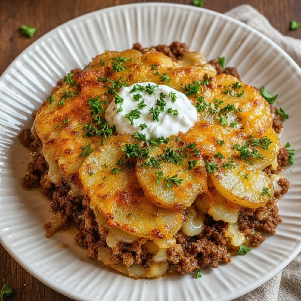 Easy Loaded Beef and Potato Bake (Cheesy Casserole)