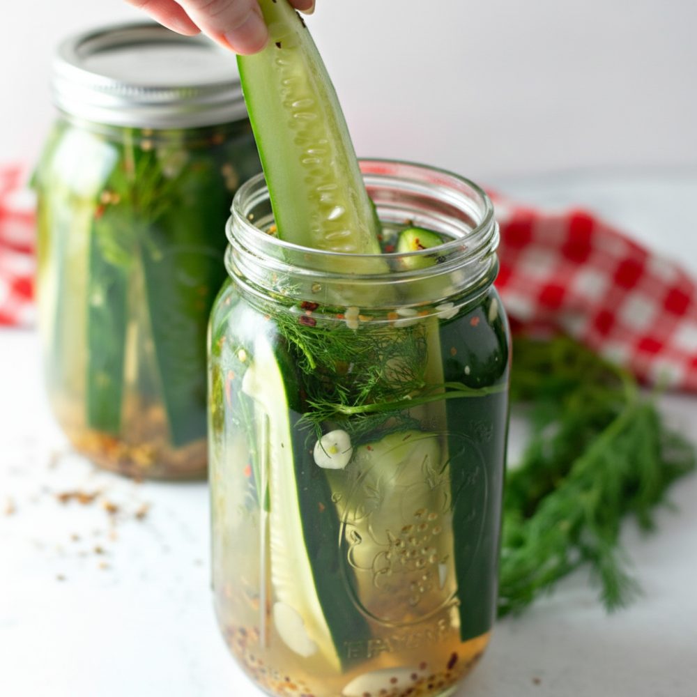 Easy Refrigerator Dill Pickles (No Canning Required) 1 refrigerator dill pickles featured 1788332096516