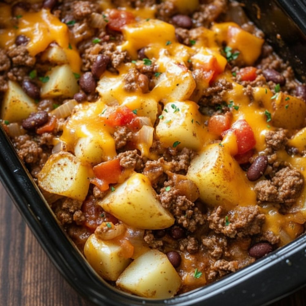Hearty Slow Cooker Cowboy Casserole (Easy Beef Recipe) 1 Hearty Slow Cooker Cowboy Casserole (Easy Beef Recipe)