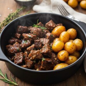 slow cooker garlic butter beef bites featured 1788276382152