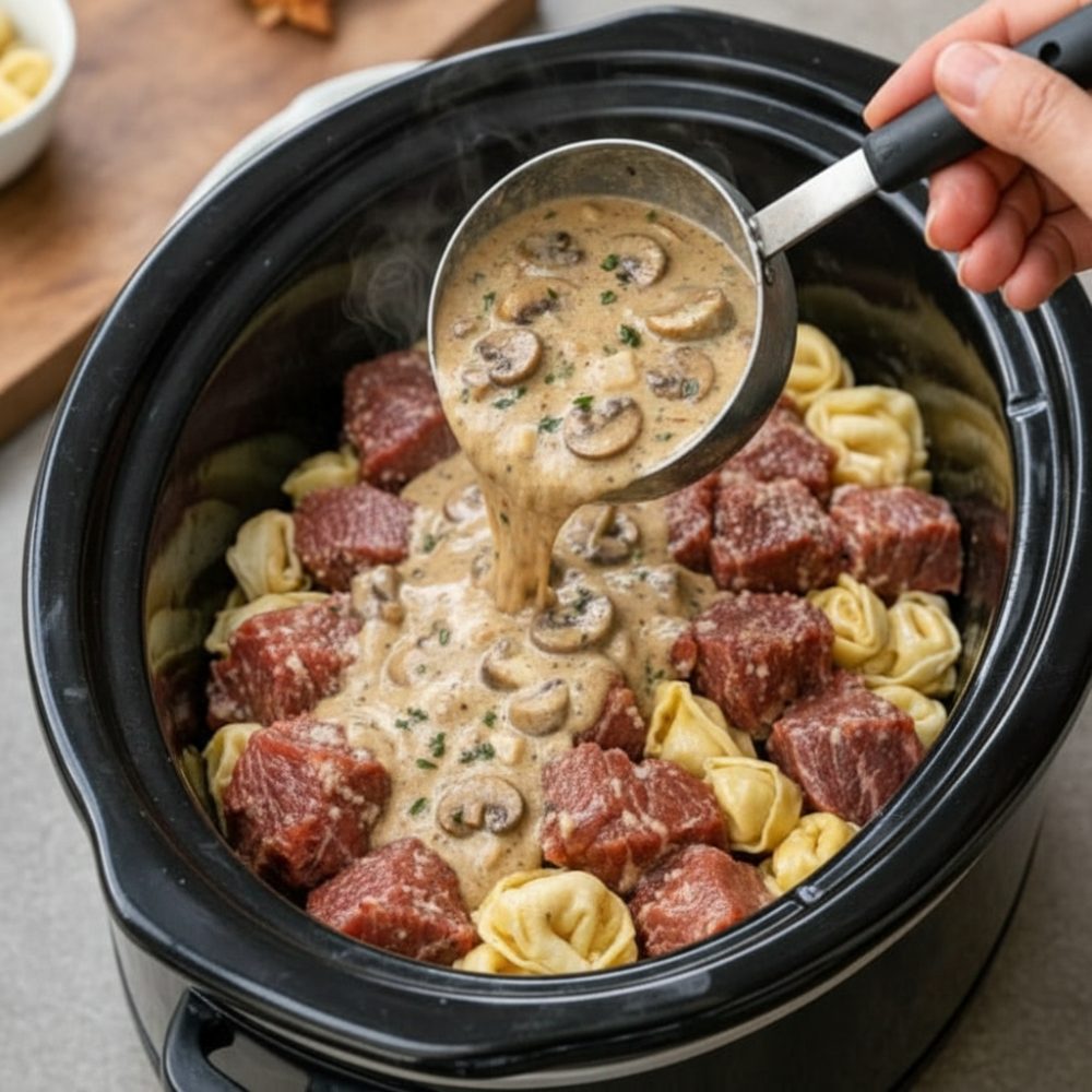 Cozy Crockpot Beef Marsala with Tortellini 1 Cozy Crockpot Beef Marsala with Tortellini