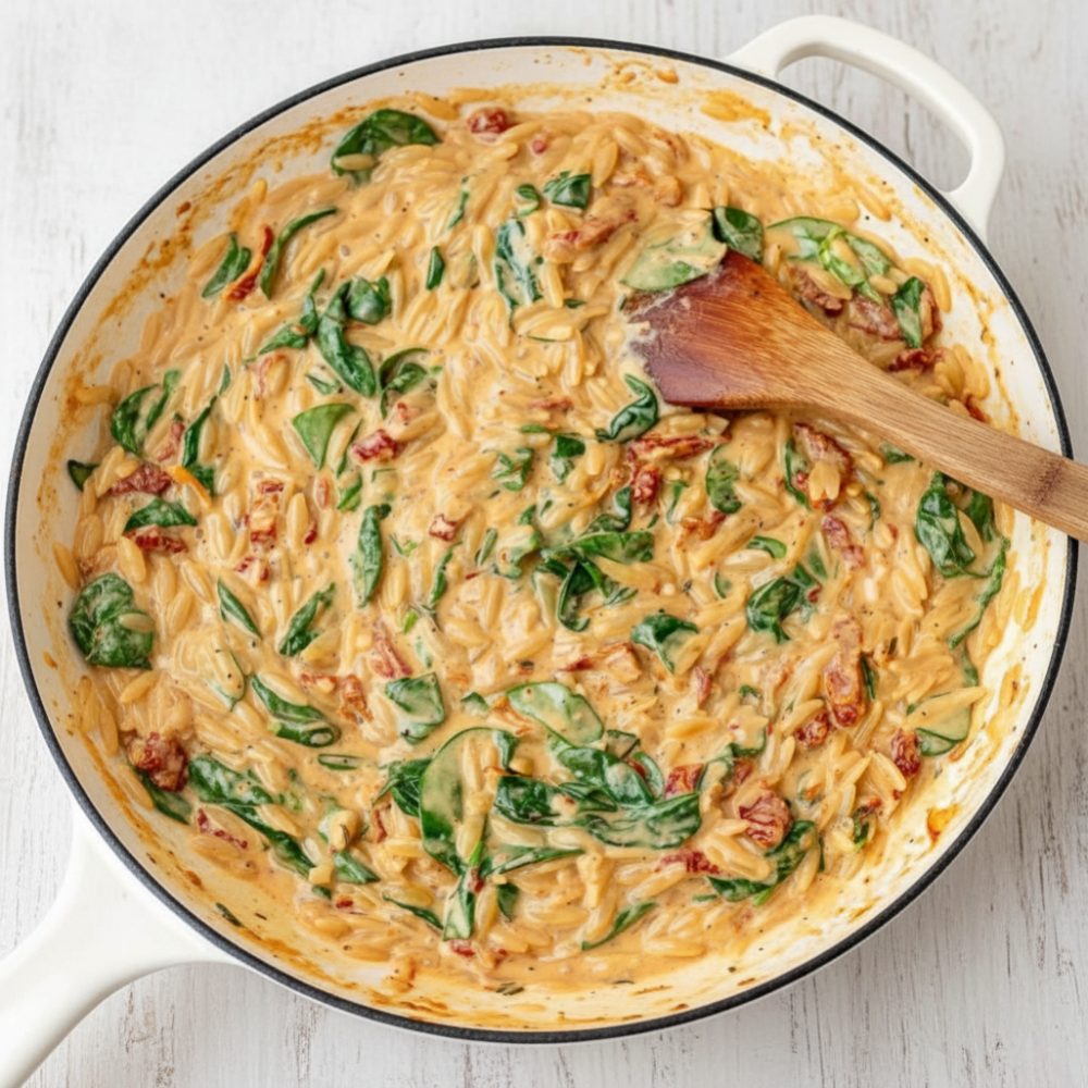 Creamy One-Pot Tuscan Chicken and Orzo | 30-Minute Meal 1 tuscan chicken orzo featured 1782345298255
